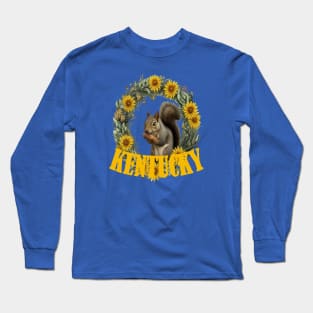 For The Love Of Kentucky, Grey Squirrels and Yellow Flowers Long Sleeve T-Shirt